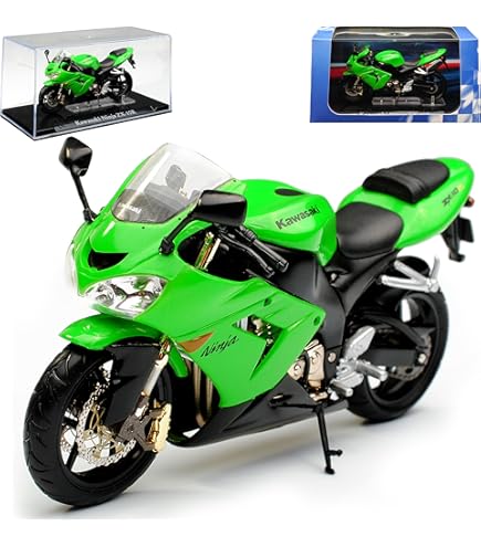 Atlas Kawasaki Ninja ZX-10R Grün mit Sockel und Vitrine 1/24