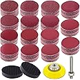 SIQUK 300 Pcs Sanding Discs 50mm Hook and Loop Assorted Grit 60 80 100 120 150 180 240 320 400 600 800 1000 1200 2000 3000 with 2 Pcs Soft Foam Buffering Pad and 1 Pc 1/4" Shank Backing Pad