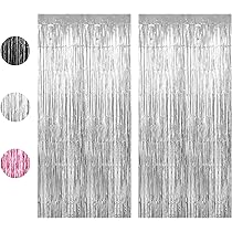 3 Tende Metalliche Lucenti Per Feste - Decorazione Lamina Frangia 100x200cm Multicolore