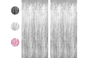 LUKTASTIC Sfondo Compleanno,Tenda Frange 2 Pezzi 1x2m,Tenda Compleanno,Tende Metalliche Tinsel,Tende Metalliche Tinsel,Tende Party Metalliche Tinsel,Tenda Decorazione Compleanno,Decorazioni Compleanno