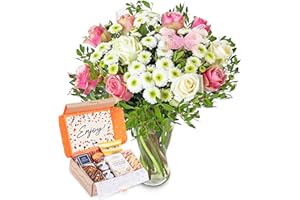 PRESTIGEFLOWERS Flowers with Afternoon Tea Gift - Tea Gifts - Tea Hampers - Fresh Cut Flowers – Occassional Gifts – Birthday Flowers – Colourful Flowers - Next Day Flowers (Rose Meadows with Afternoon Tea Gift)