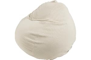 bananair - Puff Salón de Pana - Suave y Cómodo, con Relleno Incluído - Funda Lavable - Puff Pera Práctico y Fácil de Transportar - Bean Bag Versátil, Puff Gamer, Niños (105 x 85 cm, Blanco Roto)