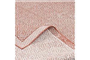 In- und Outdoor Teppich Hampton Terrakotta Meliert - Beidseitig Verwendbarer und Wetterfester Teppich in Verschiedenen Größen für Terrasse, Balkon und Garten