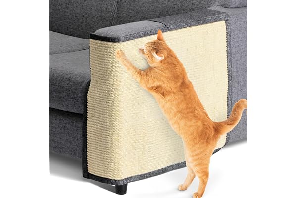 Navaris Tapis griffoir Chat - Protection côté Gauche canapé Meuble Sol Mur - Tapis en sisal et Lin 50 x 70 cm adapté pour Chaton Chien