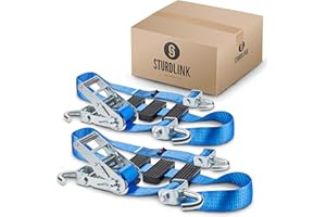 Cinchas para Portacoches 50mm 2.5m 5000kg x2 Correa de la Rueda para el Camión de Transporte de Coches Carrier Remolque Ruedas Neumáticos de Coches | Correa de Amarre con Trinquete Sturdlink®