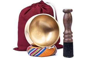 Authentische tibetische Klangschale – Handgefertigt in Nepal mit Kissen, Schlägel und Tragetasche – Ideal für Yoga, Chakra-Heilung, Achtsamkeit und Stressabbau – Spirituelles Geschenk für alle.