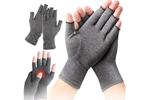 AMZ MEDICAL SUPPLY AMZ MEDICAL - Compression Arthiritis Gloves Fingerless - (Pair) Fingerless Gloves for Men and Women - Ideal for Arthritis, Osteoarthritis, Raynaud Syndrome. (S, GREY)