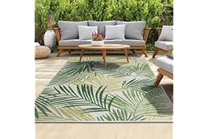 homeart Outdoor Rug - Easy-Clean, Durable, Stain-Resistant, Weather & UV Resistant Indoor & Outdoor Rugs for Porch, Deck, Balcony, Garden, Picnic and Patio | Palm Green - 80x150cm