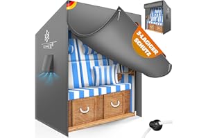 KESSER® Premium Strandkorb Schutzhülle mit Belüftungsöffnungen, Strandkorbhülle Wasserdicht, Winterfest UV-Beständiges, Schwerlast Reißfest 600D Oxford Gewebe Abdeckung (135x105x175cm), Grau