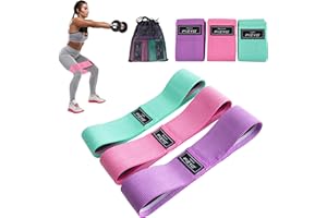 Fizyo 3-częściowy Zestaw Taśm Fitness z Poziomami Oporu, do Ćwiczeń Bioder i Pośladków, Taśmy Materiałowe Idealne Treningu Jogi Pilatesu Całego Ciała, Elastyczne Antypoślizgowe, dla Kobiet i Mężczyzn