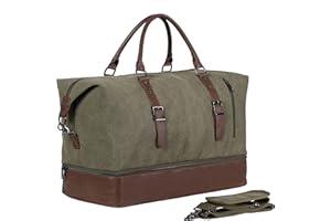 SEYFOCNIA Reisetasche für die Nacht, Segeltuch, Leder, übergroße Wochenendtasche, große Handgepäcktasche, Reisetasche für Damen und Herren