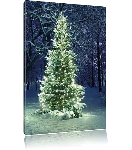 Pixxprint Leinwandbild 'Kleine Hütte Im Schnee' – 60x40 Cm, Auf Echtholzrahmen Gespannt, Made In Germany
