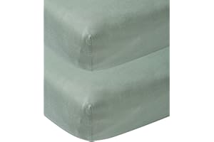 Lote de 2 sábanas bajeras Meyco Baby Uni para la cuna (sábana de jersey suave, de algodón 100%, dimensiones: 40 x 80/90 cm), verde piedra