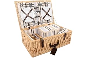 Greenfield Collection Beaulieu Willow Picnic Hamper for Four People