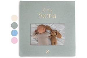 Wellode® Album Nascita Bambino/a Fino a 5 Anni con 76 Pagine e Adesivi Oro - Libro Nascita Bimbo/a - Album Ricordi Neonato - Ideale per Regalo Nascita Neonati e Baby Shower, Genere Neutro