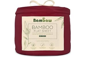 Burgundowy, podwójne prześcieradło bez gumki, z bambusa, chłodzący koc bambusowy, 240 x 290 cm, pościel antyalergiczna | przyjemne prześcieradło na chłodne lato | chłodzące prześcieradła | duże prześcieradło | Bambaw