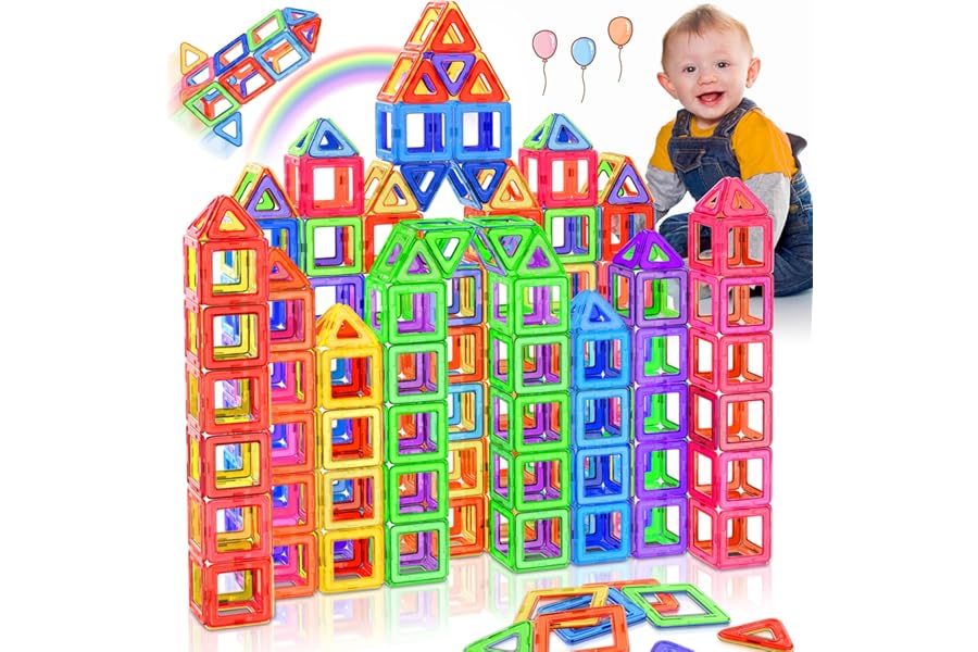 Lovchil Magnetic Building Blocks Magnetic Building Blocks for Children 3 4 5 6 7 8 Years Old Montessori STEM Perfect Gift Choice for Boys and Girls Age 3-8 - 40 Pieces