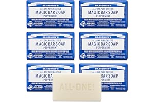 Dr. Bronner's Magic Soaps Pure-Castile Soap, All-One Hemp Peppermint, 5-Ounce Bars (Pack of 6) (variety pack) by Dr. Bronner's