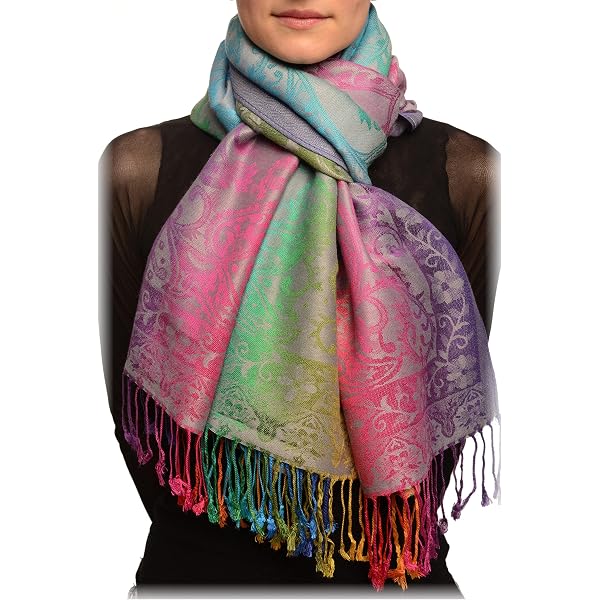 LissKiss Pashmina-Schal Mit Ombre Paisley – Blau, 70x180 Cm, Mit Fransen, Einheitsgröße