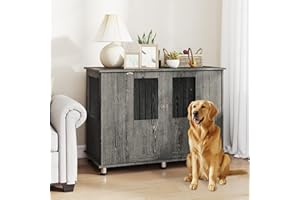 PawHut Dog Crate Furniture End Table, Pet Kennel for Extra Large Dogs with Magnetic Door, Grey, 114 x 60 x 82 cm