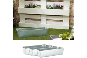 Cepewa macetero Apto para europalets, Juego de 4 maceteros de Zinc (1 x Juego de 4 maceteros de Zinc)