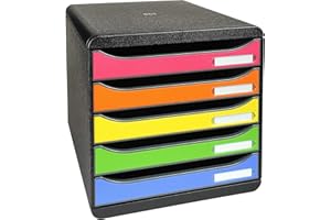 Exacompta 309798D Premium organizer Premium Big Box Iderama 5 szuflad o dużej pojemności pojemnik na dokumenty A4+ dla większej ilości miejsca na biurku szafka czarna| jabłkowa zieleń