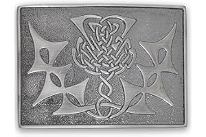 KILT MANIA Celtic Thistle Kilt Belt Buckle – Traditional Scottish Thistle Design, Highland Men’s Accessory, Crafted Pewter for Classic Kilt Attire