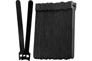 ISOLATECH 100 st Kabelband Svart 150 x 12 mm | Justerbara och återanvändbara kabelhållare med kardborrefäste, UV-Beständig