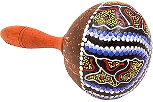 BALI PAPAYA Maracas Noix de Coco Artisanal Bois Carnaval Instrument Percussion Peint