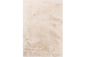 benuta Basic Tapis Salon Fausse Fourrure Furry - Beige 60x120 cm - pour Chambre, Bureau, Couloir, Bebe - Doux - Antidérapant - Lavable - Chauffage Sol
