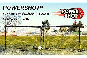 ‎POWERSHOT Fußballtor POP UP - 2 Größen zur Auswahl - 2er Set - faltbares Garten Fußballtor für Kinder in schwarz/gelb von POWERSHOT®