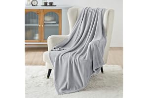 Bedsure Plaid Sofffilt Fleece, flanell, 150 x 200 cm, ljusgrå | Lätt och andningsbar, tjock mjuk flanellfilt, för hem och pre