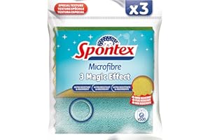 SPONTEX - Magic Effect - 3 lavettes Microfibre - Microfibres nouvelle génération - Résistantes - Idéales pour essuyer