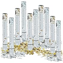 Cañones Confeti Relaxdays Pack De 10 40 Cm, Altura Lanzamiento 6-8