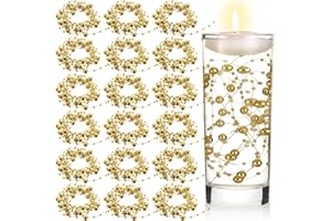 KHDULQ 18 Pièces Jaune Perles D'Eau, Centre de Table Anniversaire,Vase Noir,Perle Decoration,Guirlande de Perles,Adapté à La Garniture en Vase, à un Mariage, Décoration de Décoration Centrale de Table