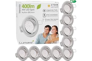 Lumare Einbaustrahler LED Spot Flach 220V Decke Dimmbar IP44 Einbauleuchten Schwenkbar Set Rund Warmweiß Deckenspot für Badezimmer - Außenbereich ohne Trafo 10 20 50 100W