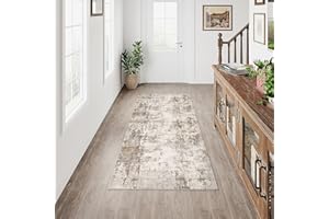 HUGEAR Alfombra Pasillo 60x180cm Gris Marrón Alfombras Cocina Antideslizante Lavable Lavadora Moderna Abstractas Larga Carpete Habitacion Comedor Recibidor Pelo Corto Carpet