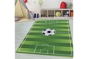‎TEPPIUM Kinderteppiche für Kinder Fußball Stadion Design Spielteppich Fußballfeld Motiv Waschbar Jungen & Mädchen Teppich für Kinderzimmer Babyzimmer Spielzimmer Teppich Farbe: Grün, Grösse: 120 x 170 cm