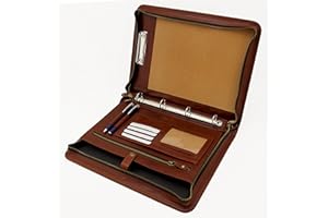 NODA Konferenzmappe, A4, italienisches Leder, Ringbuch, Klemmbrett mit Griff cognac