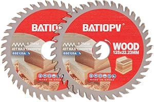 BATIOPV Lot de 2 Disque à Tronçonner Meuleuse 125 x 22,23 mm – Lame de Scie Circulaire 40 Dents en Carbure de Tungstène pour Bois, Contreplaqué, Stratifié, Cloison Sèche et Plastique