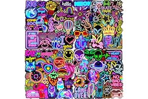 AIRNOGO Adesivi 200 Pezzi Stickers Neon Cool Divertenti, Adesivi Vinile Impermeabili, Adesivi per Computer Pc Portatile Ipad Telefoni Cellulare Valigie Scrapbooking Chitarra Skateboard Termos Tazze Agenda ecc