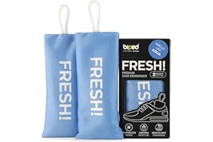 biped FRESH! desodorante premium para calzado – cojín aromático con carbón de bambú activo – elimina olores y sudor de zapatillas, zapatos deportivos y mochilas z2925(AQUA, 2 pieces)