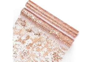 YUNHENTONG Camino de Mesa Oro Rosa, 2 Rollos 11 x 108 Pulgadas Tapete Mesa Comedor Papel de Aluminio Oro Rosa Corredor de Mesa Tul Table Runner Brillante para Fiestas, Bodas, Banquetes, Ideas de Bricolaje