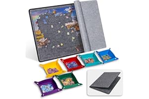 Becko US Jigsaw Puzzle Board with 6 Sorting Trays & Felt Cover, Foldable Puzzle Mat with Auxiliary Lines for Puzzle Storage Saver, Lightweight & Portable, for 1000 750 500 Piece Jigsaws Puzzles