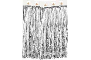 PartyMarty 5 Stück Spar-Pack: silbernes Lametta Silber 50cm - Baumschmuck Weihnachten Weihnachtsbaum Silber Glänzend EngelshaarSET-XM Lametta glatt 48cm Silber 5er-Pack FM
