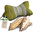 livasia neck support cushion bone shape - Ø 6x13″ - Neck Pillow, Sofa Reading cushion kapok, for garden balcony, Travel cushion hand made (Green)