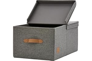 Love !T Store !T Premium Pudełko do Przechowywania z Klapką, Tkanina, Szary, 33x50x24 cm