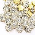 INDIKONB Zarkan Flower Buttons for Jewellery and Craft Making | AAA Quality Zircon Stones | 14mm Size | Beads for Rakhi & Craft Projects | Pack of 100 (Silver)