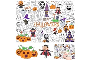JOYEASE Obrus do malowania na Halloween, obrus do kolorowania dla dzieci, 118 x 85 cm, papierowy obrus na Halloween, do majsterkowania, prezent dla dzieci, dekoracja, na imprezę, gry