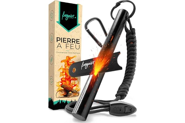 Pierre a Feu Survie XXL, Allume Feu Survie, Optimal Bushcraft Material et Randonnée Accessoires Camping, Survie Materiel Militaire, Briquet Survie dans Le Vent et la météo Fait par freigeist